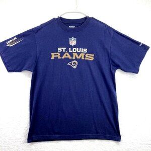 Reebox Mens St Louis Rams T Shirt Sz Medium Navy Blue Short Sleeve NFL Football